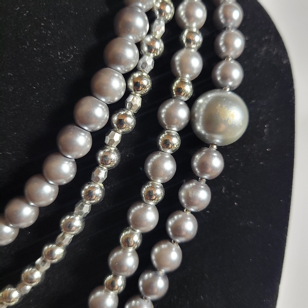 Multiple Strings Silver Plated Necklace - image 3